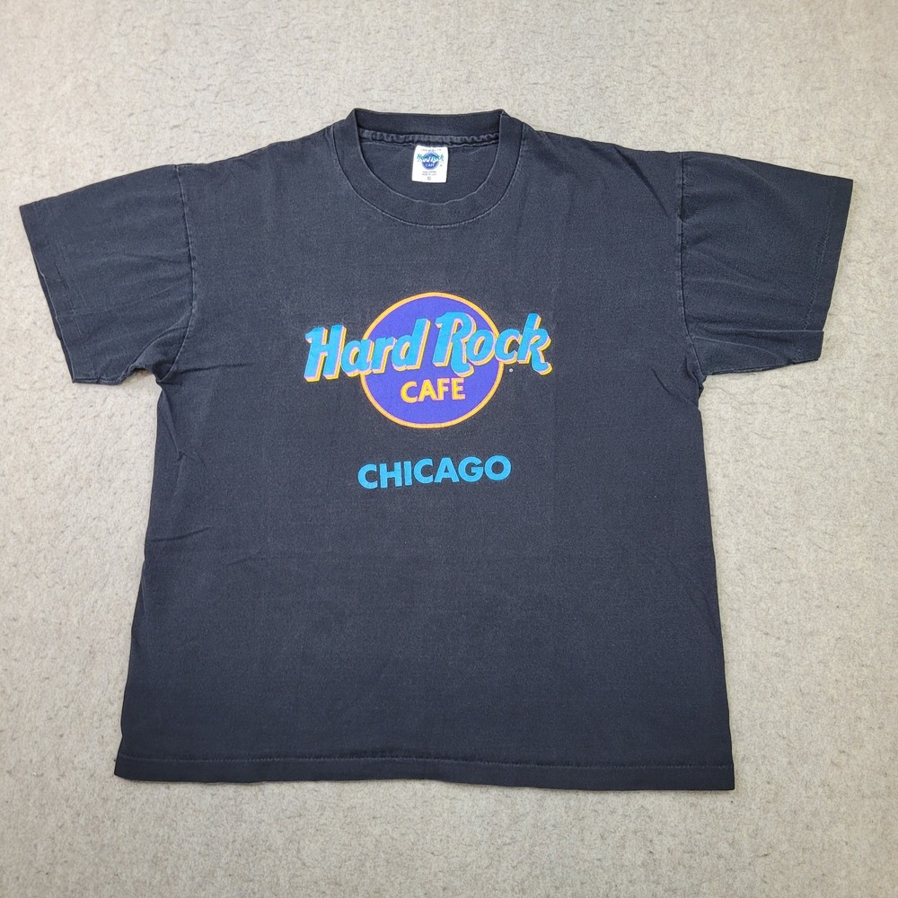 '90s Hard Rock‎ Cafe Chicago Vintage T-Shirt Sz Large Single Stitch Short Sleeve